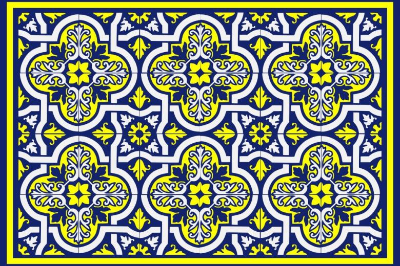 Żółto-niebieski wzór geometryczny